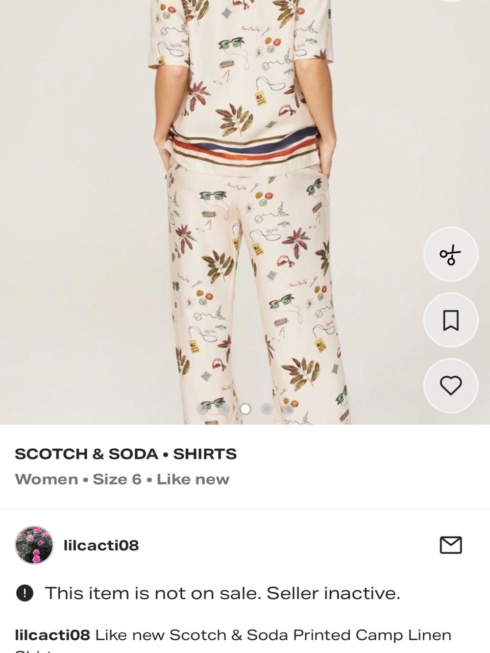 Scotch & Soda Printed Camp Woven Wide-Leg Pants & Blouse 2 Piece Set M/L - Picture 2 of 7